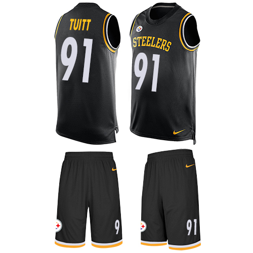 Nike Steelers #91 Stephon Tuitt Black Team Color Men's Stitched NFL Limited Tank Top Suit Jersey - Click Image to Close